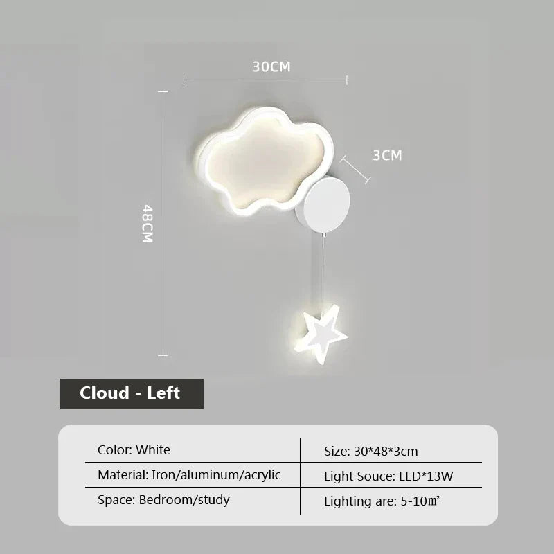 LumiDroom Clouds Star Moon Wall | Wall Lamp | Led | plastic | Elegant Wall Illumination