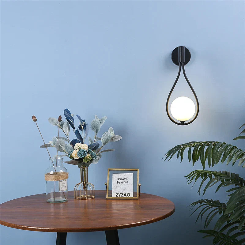 CrystalGleam Metal Glass Ball Wall | Wall Lamp | Led | Metal/Glass | 8W | 220V | Elegant Wall Illumination