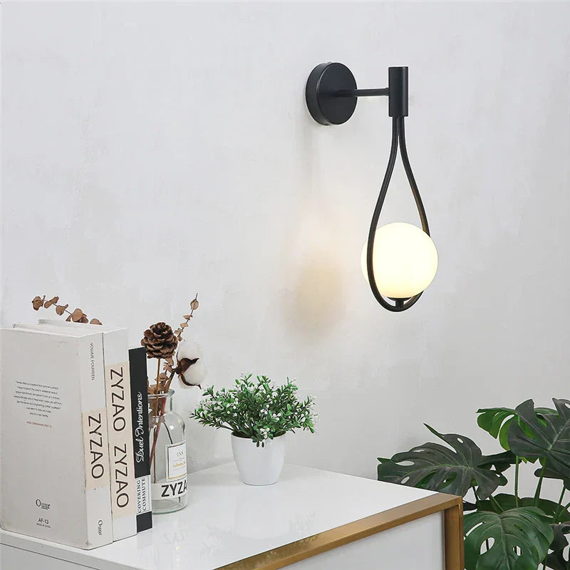 CrystalGleam Metal Glass Ball Wall | Wall Lamp | Led | Metal/Glass | 8W | 220V | Elegant Wall Illumination