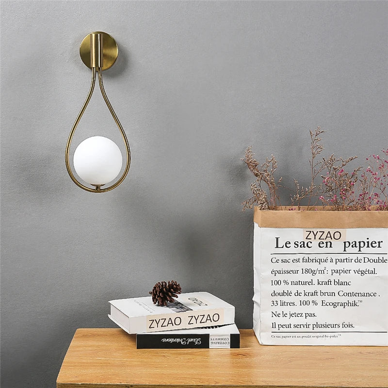 CrystalGleam Metal Glass Ball Wall | Wall Lamp | Led | Metal/Glass | 8W | 220V | Elegant Wall Illumination
