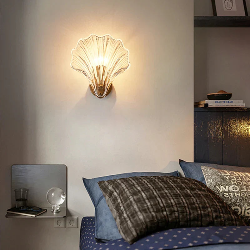 OceanWave Shell-shaped Glass Wall Lamp | Wall Lamp | Led | Warm White | glass | 10W | 220V | Elegant Wall Illumination