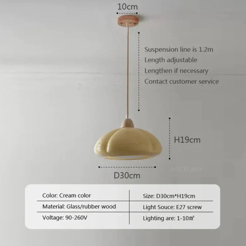 GothicElegance Cream-colored Hanging Lamp | Lighting | LED | glass/wood | Premium Lighting Solution