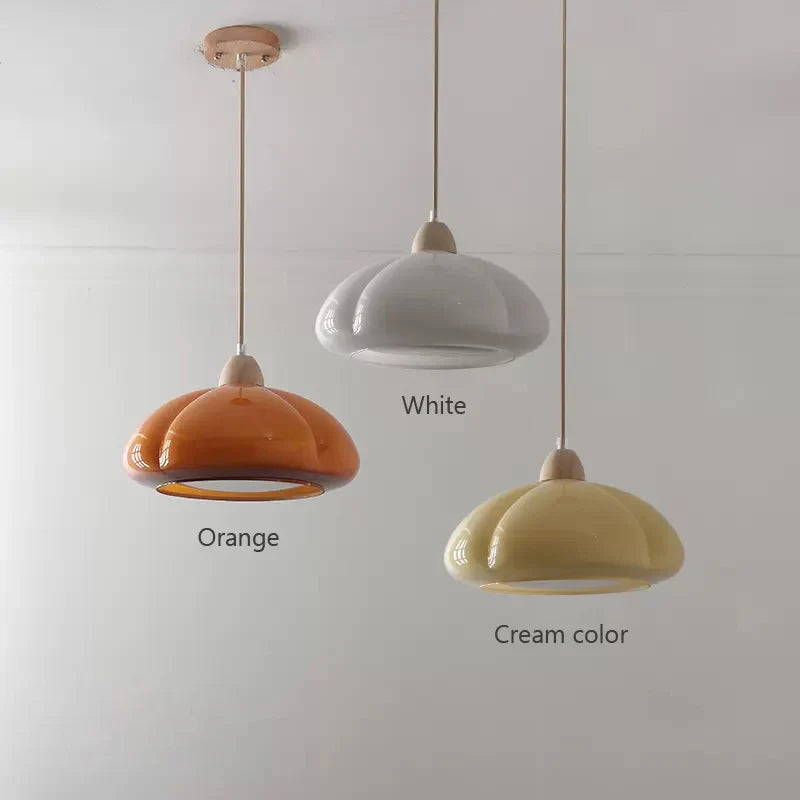 GothicElegance Cream-colored Hanging Lamp | Lighting | LED | glass/wood | Premium Lighting Solution