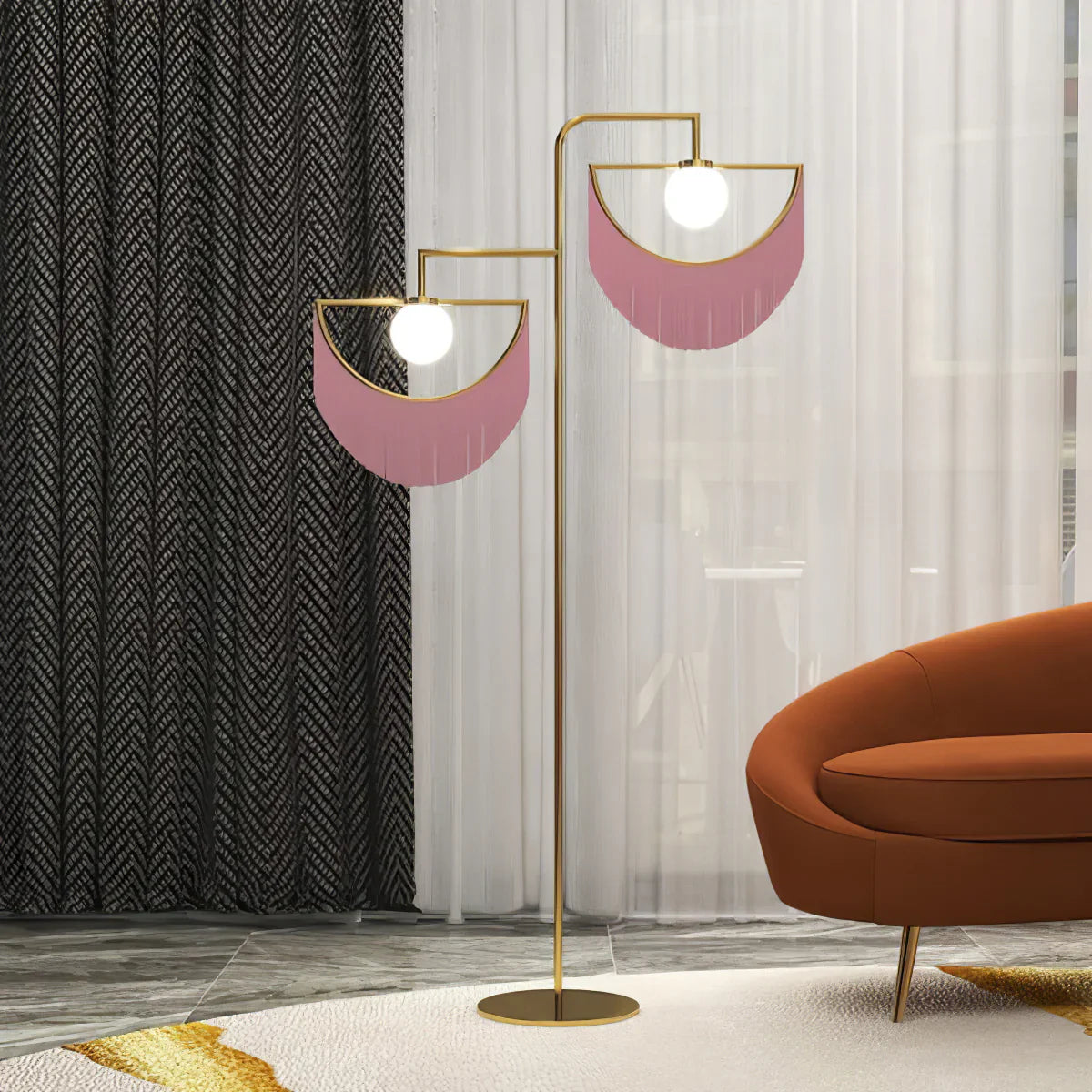 Scandinavian floor lamp tassels | Floor Lamp | glass/metal | 240 v | Stylish Floor Lighting