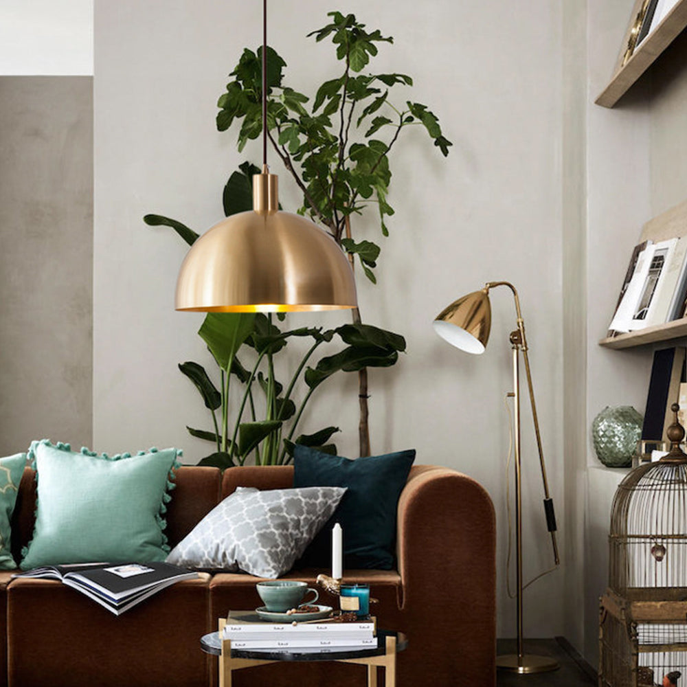 Mid-Century Modern Brass Dome Pendant | Lighting | brass | 40W | Premium Lighting Solution