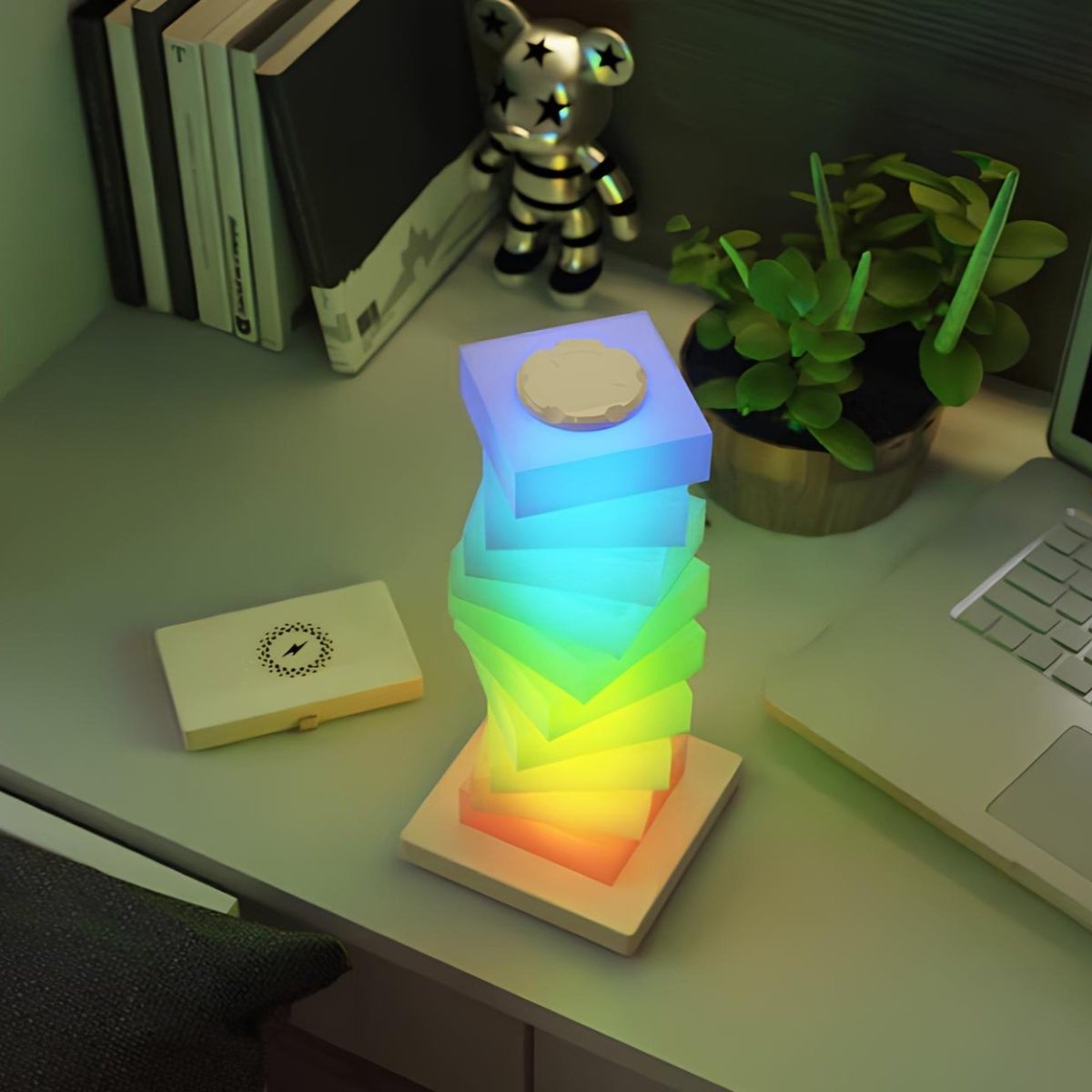 LumoTwist™ Rotating Light Column Modern | Table Lamp | LED | acrylic/Aluminum | 220V | Sleek Table Accent