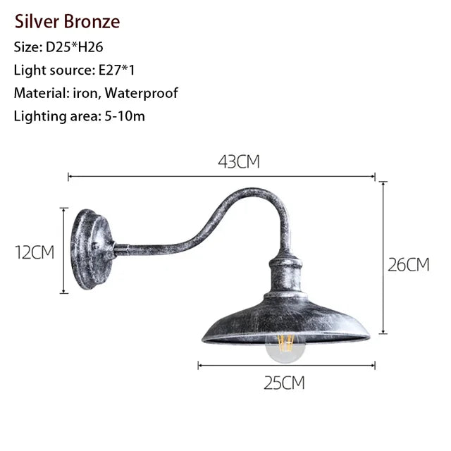 Luminoir Classic Water-resistant Vintage Wall | Wall Lamp | metal | 9W | 90-260V | Elegant Wall Illumination