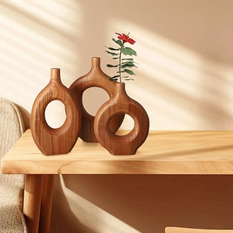 Nordic Style Solid Wood Vase Donut | Vase | wood | Elegant Home Decor