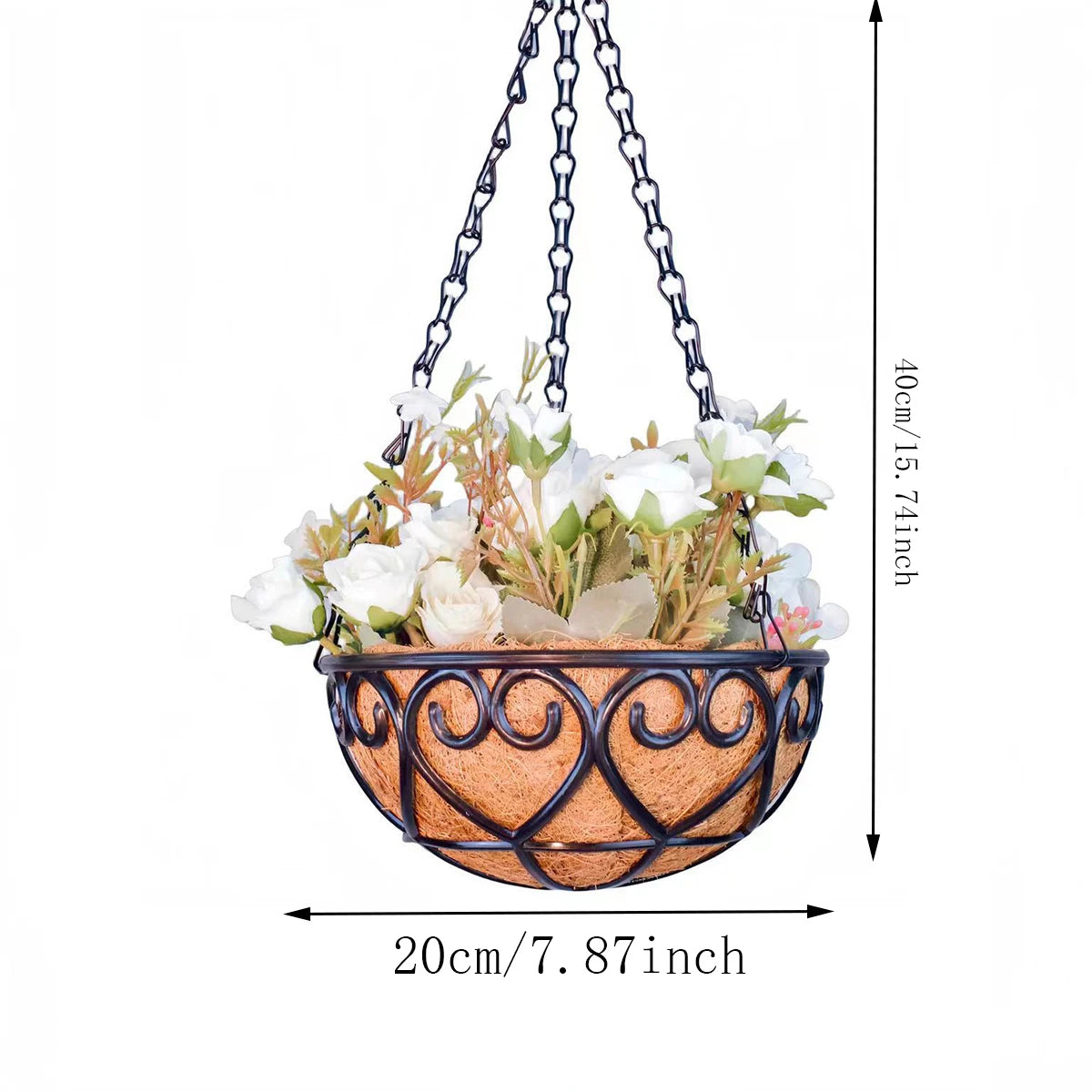 Coconut Brown Round Iron Chain Hanging | Decorative Item | iron | Elegant Home Decor