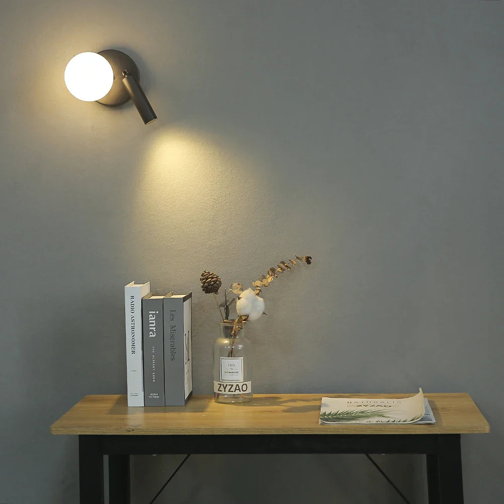 NordicLux Modern Bedside Lamp Rotating | Wall Lamp | Led | Warm White | glass/iron | 110V - 220V | Elegant Wall Illumination