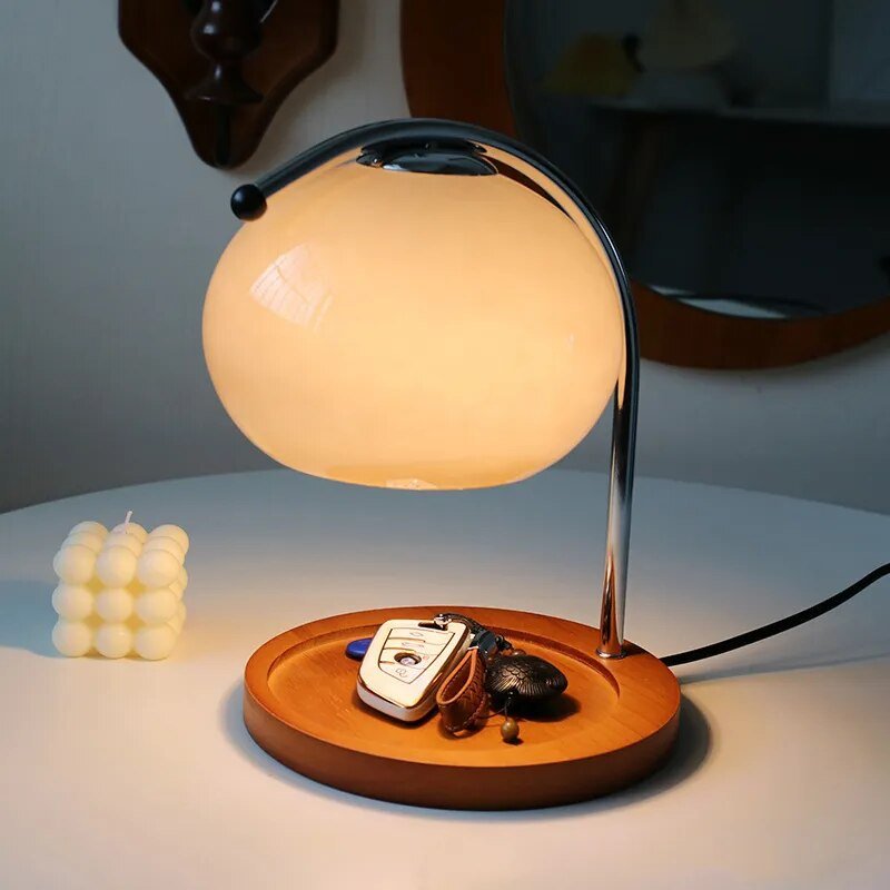 Luvoro Retro Glass Candle Warmer | Table Lamp | LED | Wood/Glass/metal | 10W | Sleek Table Accent