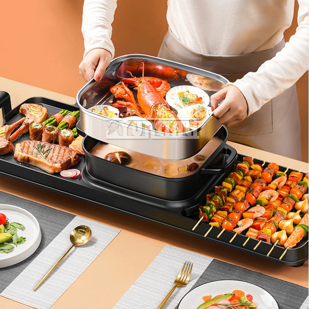 Household Smokeless Barbecue Hot Pot Machine | Appliance | Alloy | 2200W | 220V | Functional Home Appliance