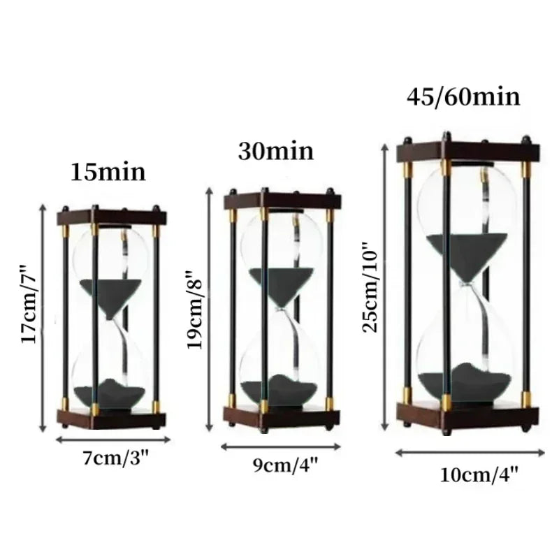 15/30/45/60 Minutes Retro Hourglass Luxury Gift | Ornament | wood/glass/metal | Elegant Home Decor