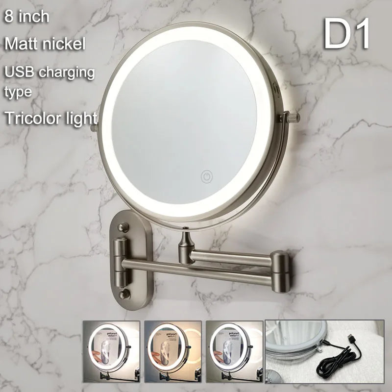 Golden Wall Folding Makeup Mirror Double | Furniture | Metal/Copper/Iron | Premium Home Furniture