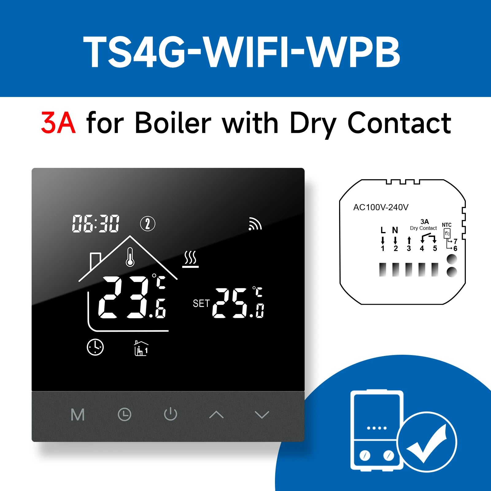 Beok Tuya Wifi Temperature Controller 220V Gas Bolier Touch Screen Thermostat | Thermostats | PC, ABS, Glass | 220V