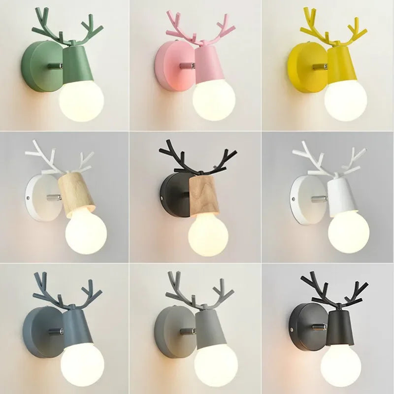 AntlerGlow Modern Adjustable Children's Room | Wall Lamp | metal/wood | 96V - 240V | Elegant Wall Illumination