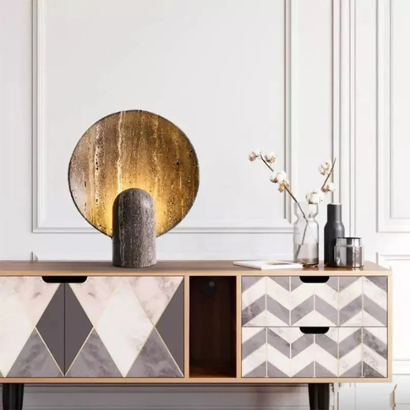 Travertine Stone Table Lamp Luxury | Table Lamp | LED | Stone | Sleek Table Accent