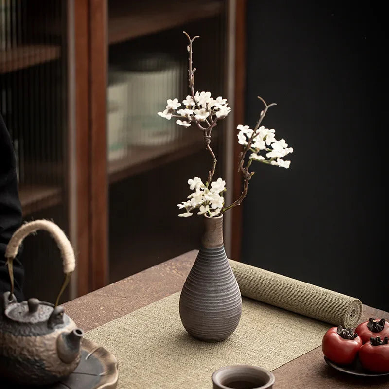 Textured Charm Unique Vase Multi-Tone Striped | Vase | ceramic | Elegant Home Decor