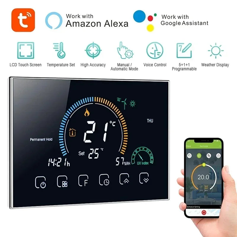 Smart WiFi Thermostat Temperature Controller for Gas Boiler Electric Underfloor | Thermostats | PC, ABS | 1.5W | 95-240V