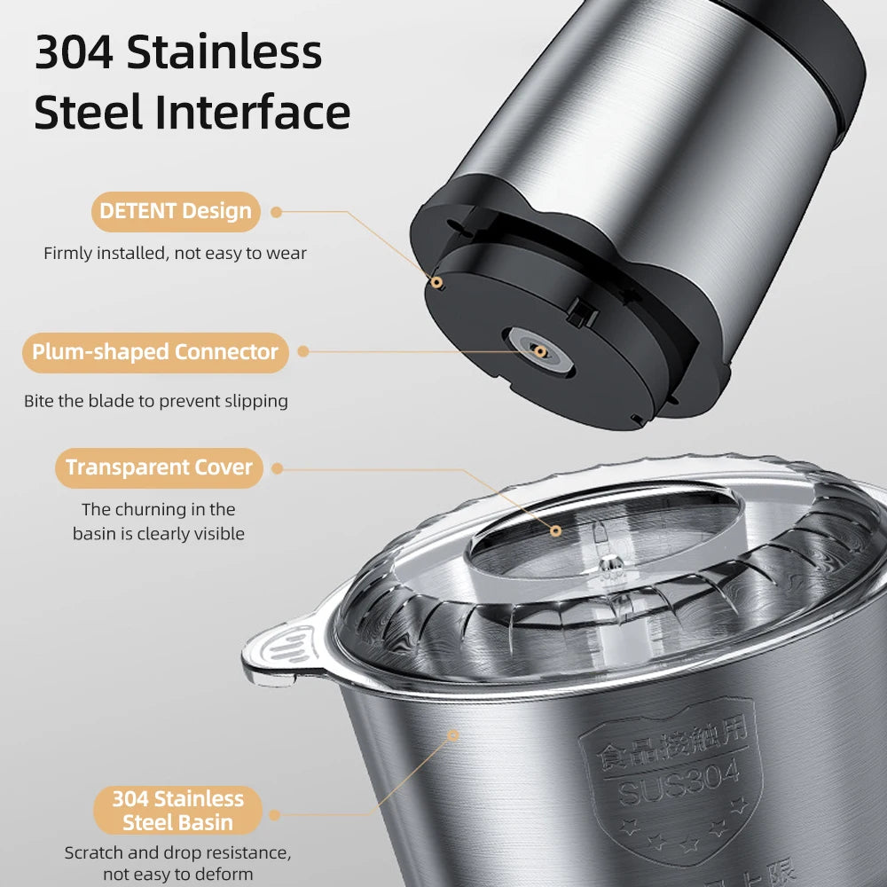 Compact Food Processor Kitchen Processor Efficient | Appliance | ABS/Stainless Steel | 300W | Functional Home Appliance