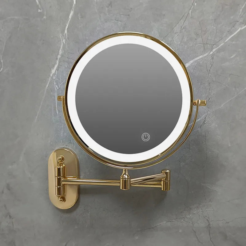 Golden Wall Folding Makeup Mirror Double | Furniture | Metal/Copper/Iron | Premium Home Furniture
