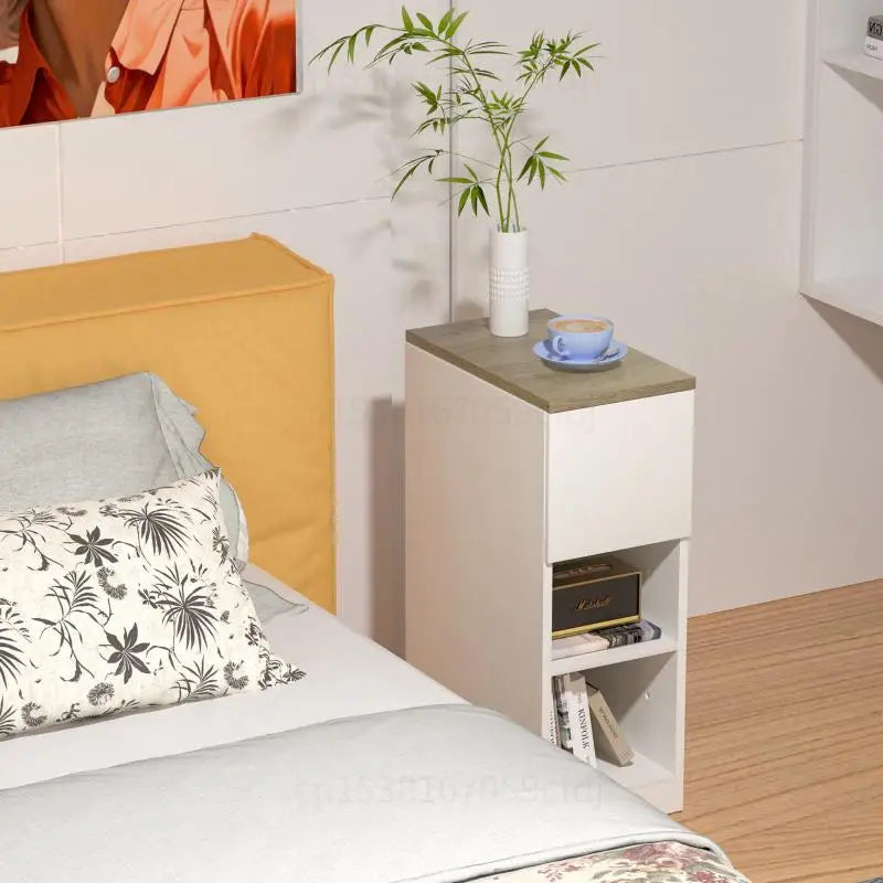 Compact Storage Nightstand Nightstand Space-Saving Side | Storage Organizer | Wood | Efficient Space Saver