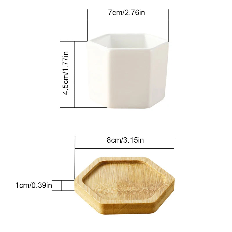 Ceramic Flowerpot White Hexagon Ceramic Pot | Decorative Tray | ceramic | Elegant Home Decor