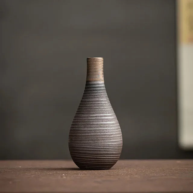 Textured Charm Unique Vase Multi-Tone Striped | Vase | ceramic | Elegant Home Decor