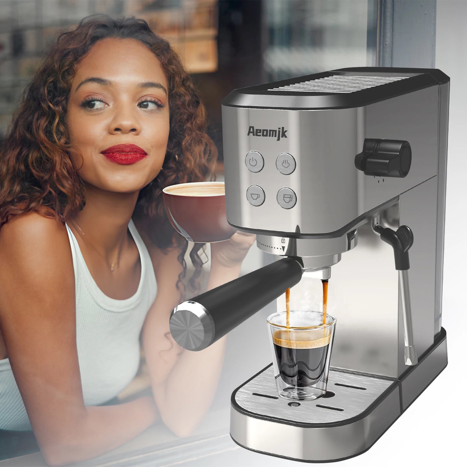 Mini Coffee Maker with Steamer Coffee | Appliance | ABS | 1350W | 220V | Functional Home Appliance