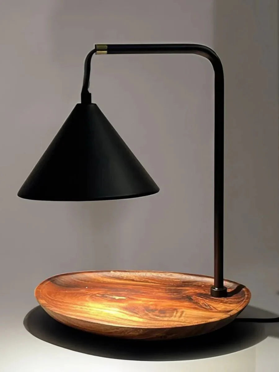 Viresta Industrial Candle Warmer Lamp | Table Lamp | LED | wood/Metal | Sleek Table Accent