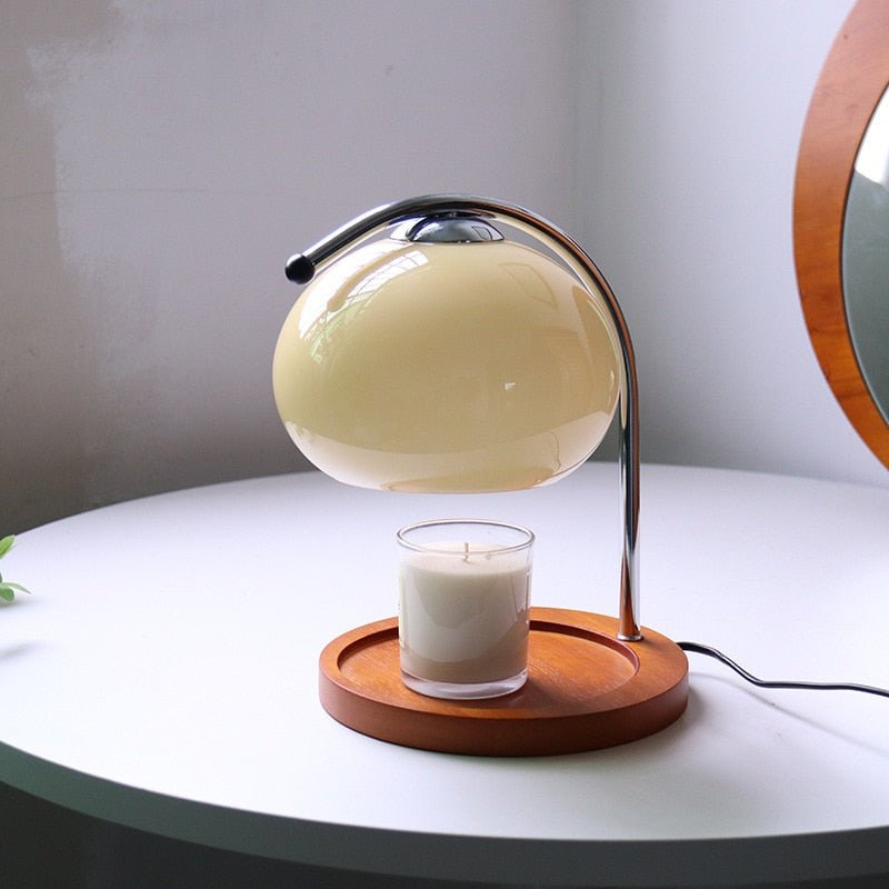 Luvoro Retro Glass Candle Warmer | Table Lamp | LED | Wood/Glass/metal | 10W | Sleek Table Accent