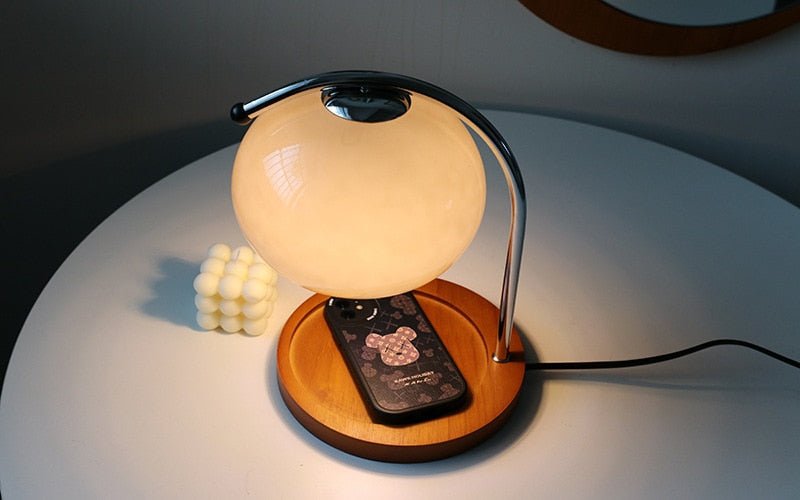 Luvoro Retro Glass Candle Warmer | Table Lamp | LED | Wood/Glass/metal | 10W | Sleek Table Accent