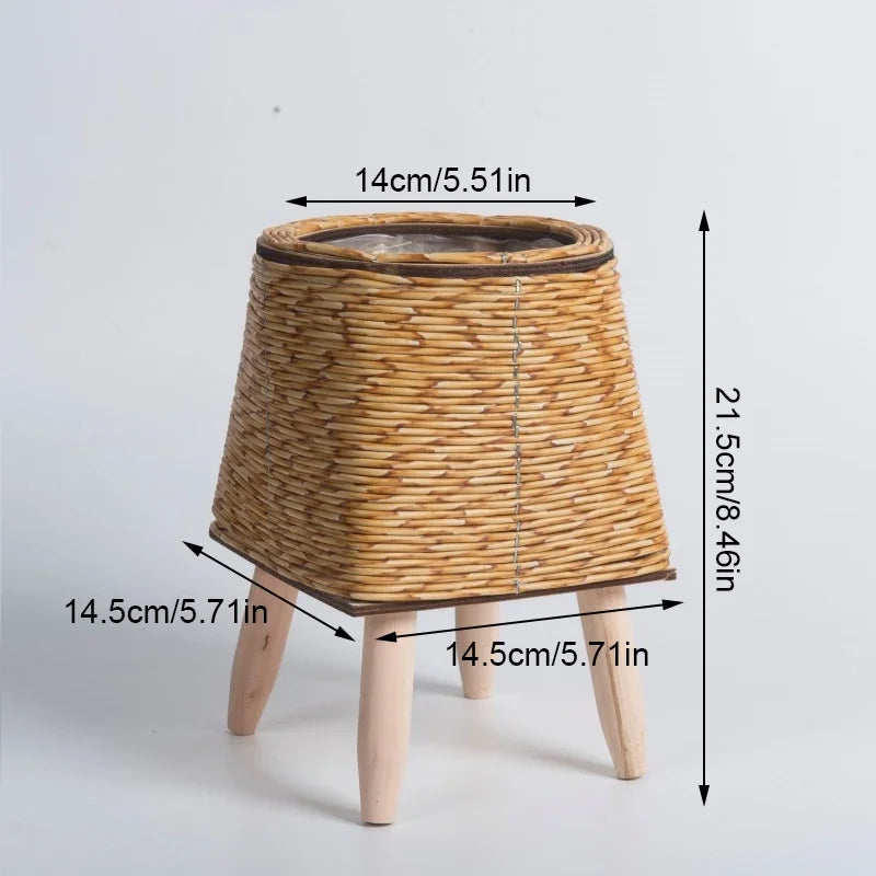 Handwoven Rattan Planter Pot with Legs | Decorative Item | straw | Elegant Home Decor