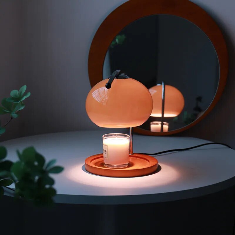Luvoro Retro Glass Candle Warmer | Table Lamp | LED | Wood/Glass/metal | 10W | Sleek Table Accent