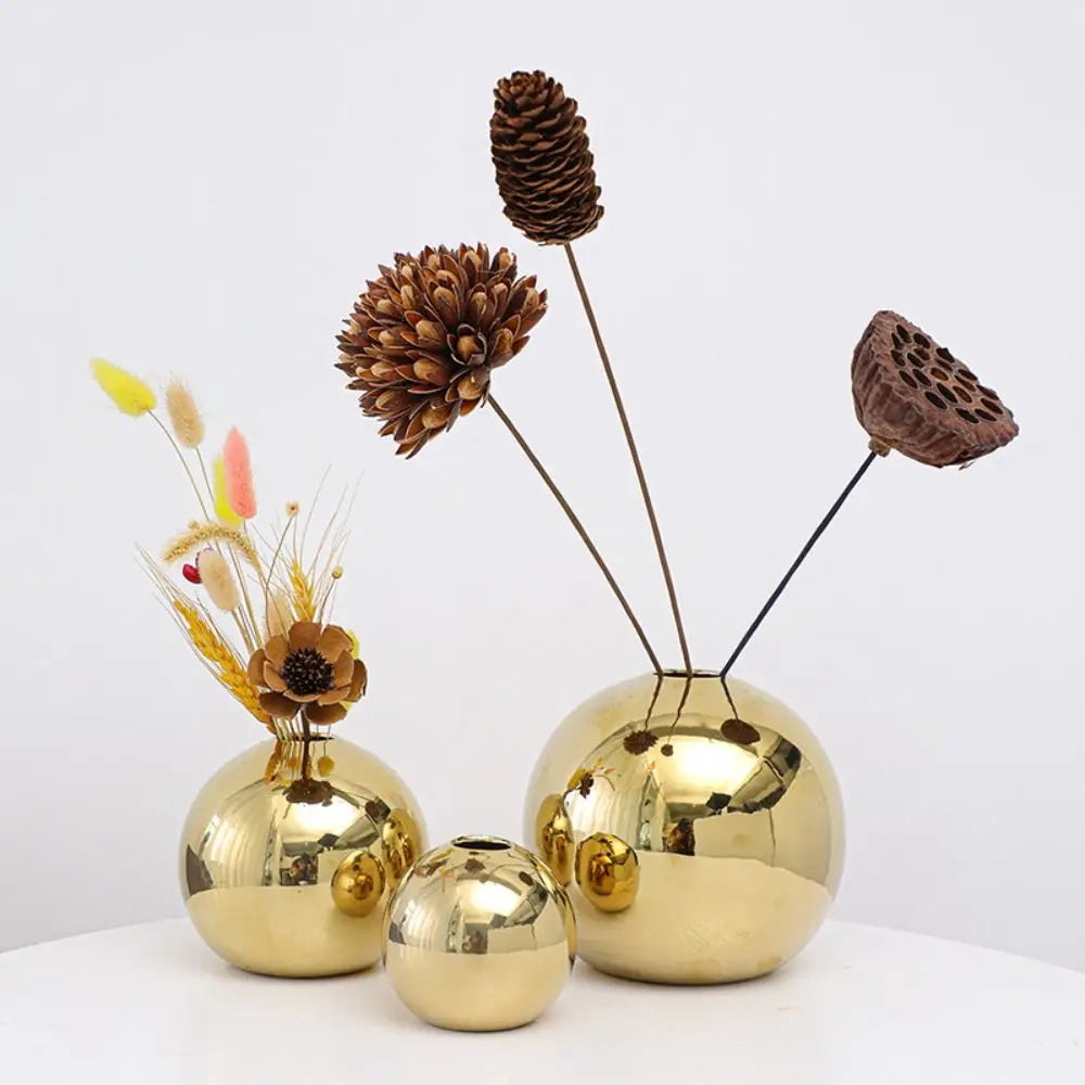 Golden Ball Ceramic Vase Ornament Hydroponic | Vase | ceramic | Elegant Home Decor