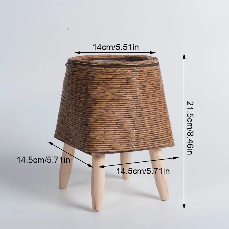 Vintage Wicker Plant Pot with Stitch | Decorative Item | straw | Elegant Home Decor