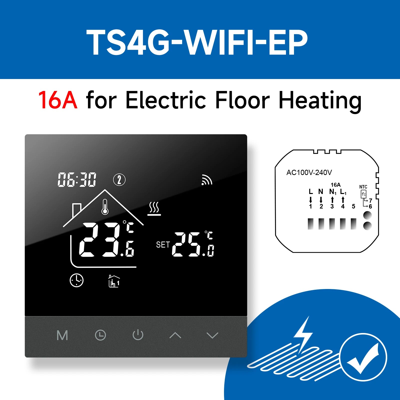 Beok Tuya Wifi Temperature Controller 220V Gas Bolier Touch Screen Thermostat | Thermostats | PC, ABS, Glass | 220V