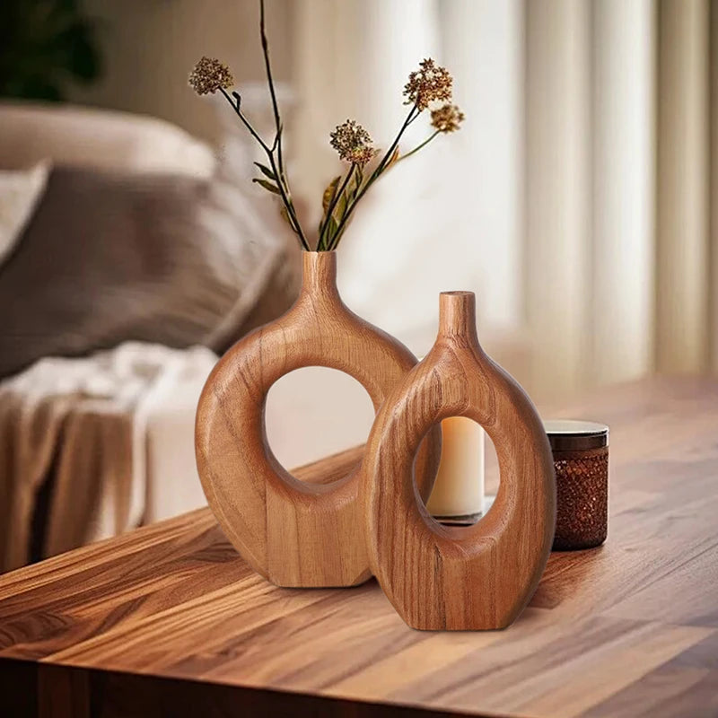 Nordic Style Solid Wood Vase Donut | Vase | wood | Elegant Home Decor