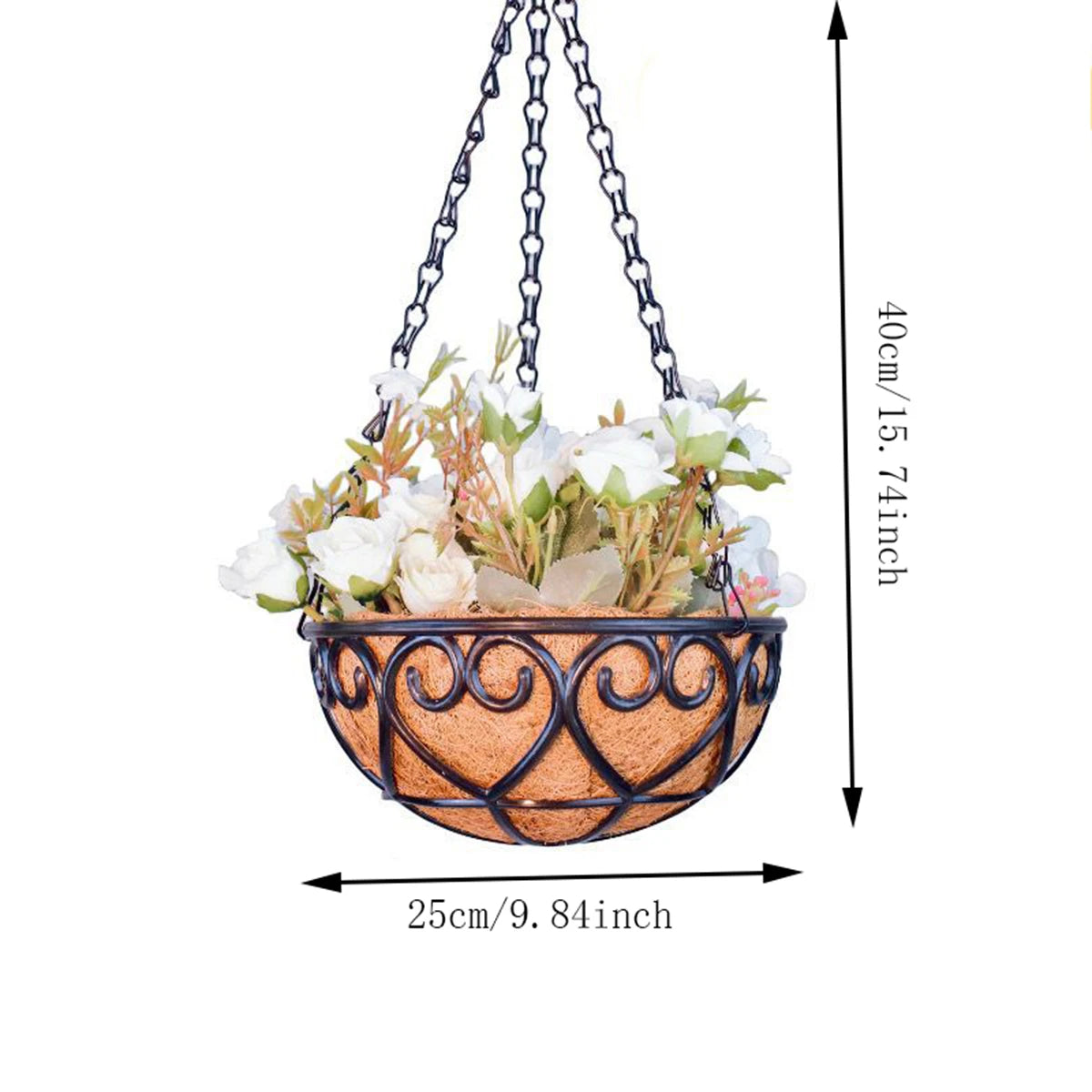 Coconut Brown Round Iron Chain Hanging | Decorative Item | iron | Elegant Home Decor