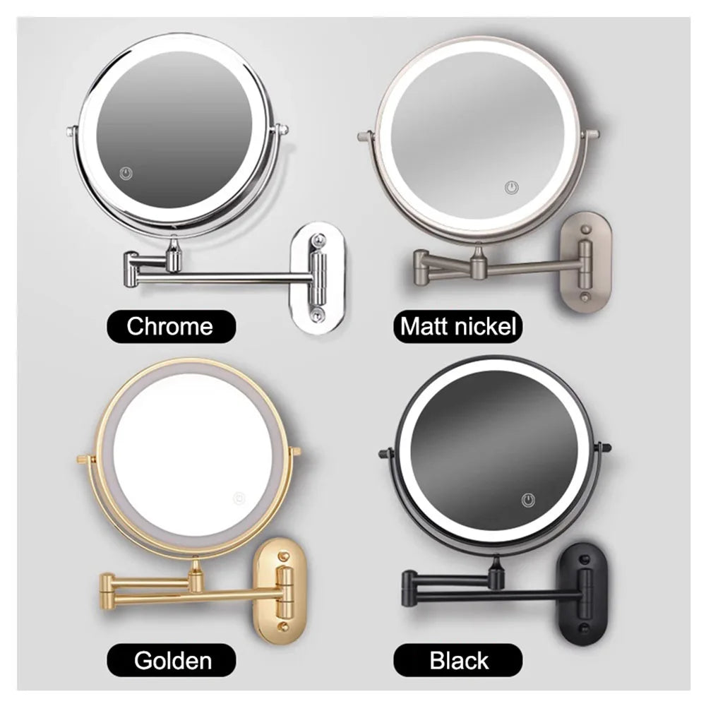 Golden Wall Folding Makeup Mirror Double | Furniture | Metal/Copper/Iron | Premium Home Furniture