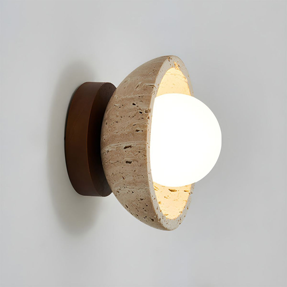 Industrial Modern Beige Stone Wall | Wall Lamp | wood | 110V - 120V | Elegant Wall Illumination