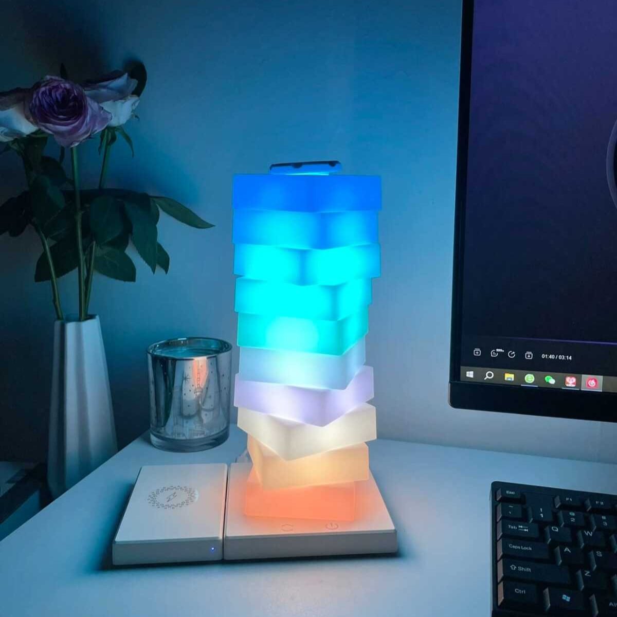 LumoTwist™ Rotating Light Column Modern | Table Lamp | LED | acrylic/Aluminum | 220V | Sleek Table Accent