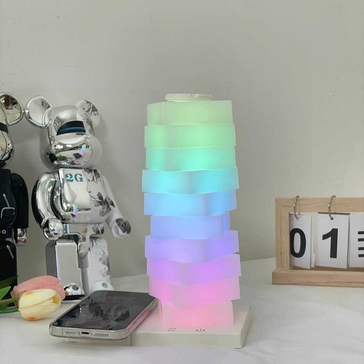 LumoTwist™ Rotating Light Column Modern | Table Lamp | LED | acrylic/Aluminum | 220V | Sleek Table Accent