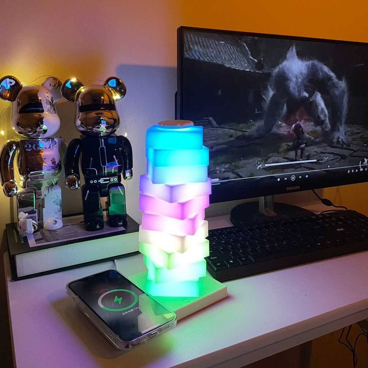 LumoTwist™ Rotating Light Column Modern | Table Lamp | LED | acrylic/Aluminum | 220V | Sleek Table Accent