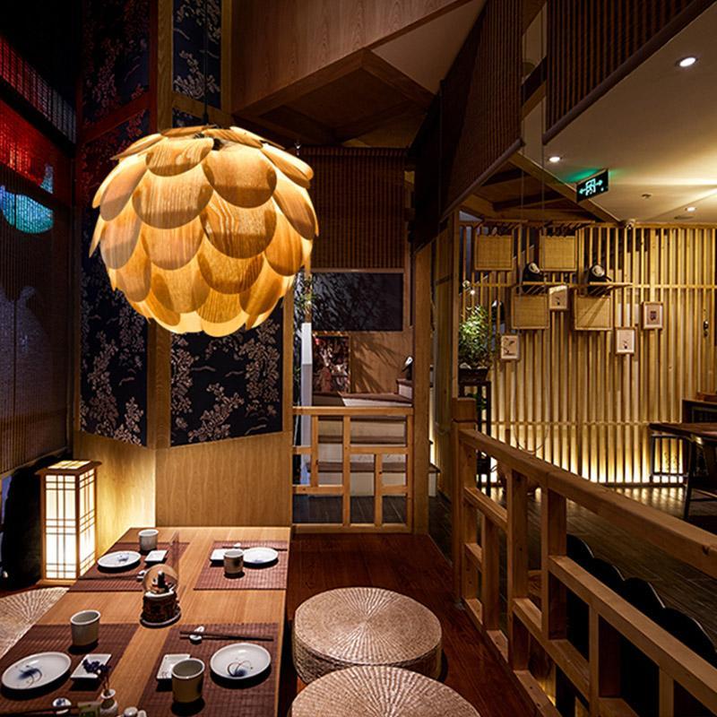 Rustic Pineapple Shaped Wooden Hanging | Lighting | LED | wood | 110 V | Premium Lighting Solution