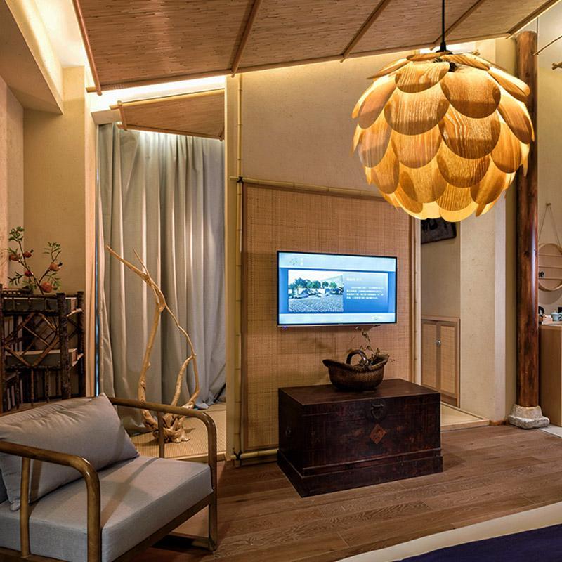 Rustic Pineapple Shaped Wooden Hanging | Lighting | LED | wood | 110 V | Premium Lighting Solution