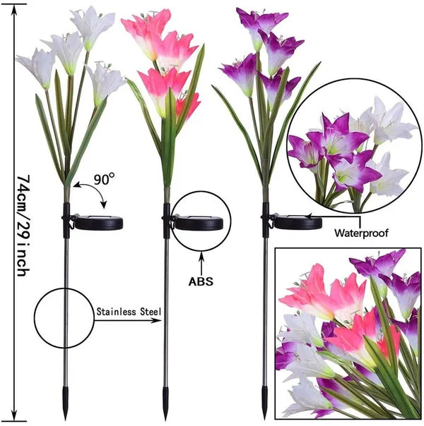 Solar Lily Garden Stick Lights | Lighting | warm white | steel | Premium Lighting Solution