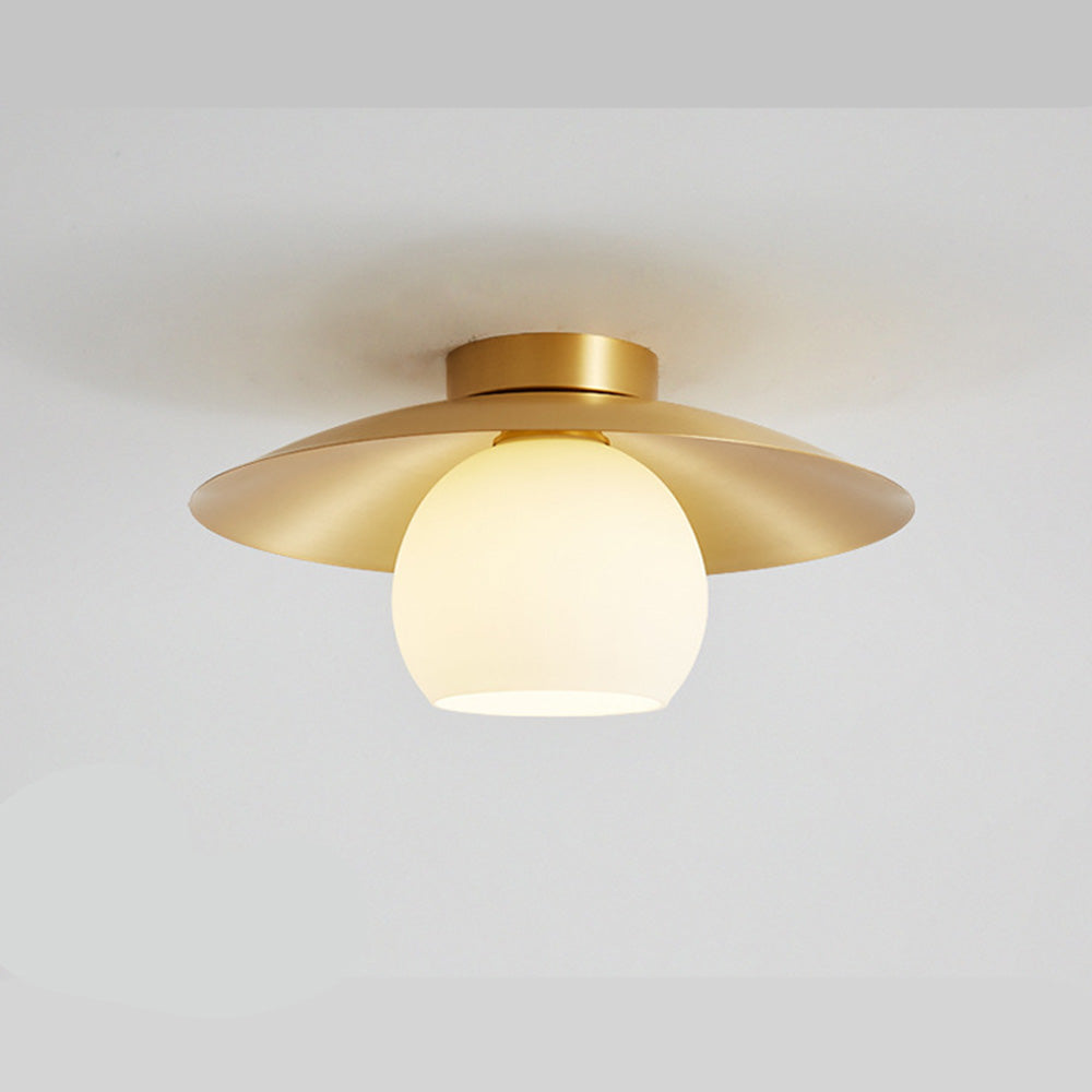 Brass Shade Gold Semi Flush | Lighting | brass/glass | 110V-120V | Premium Lighting Solution
