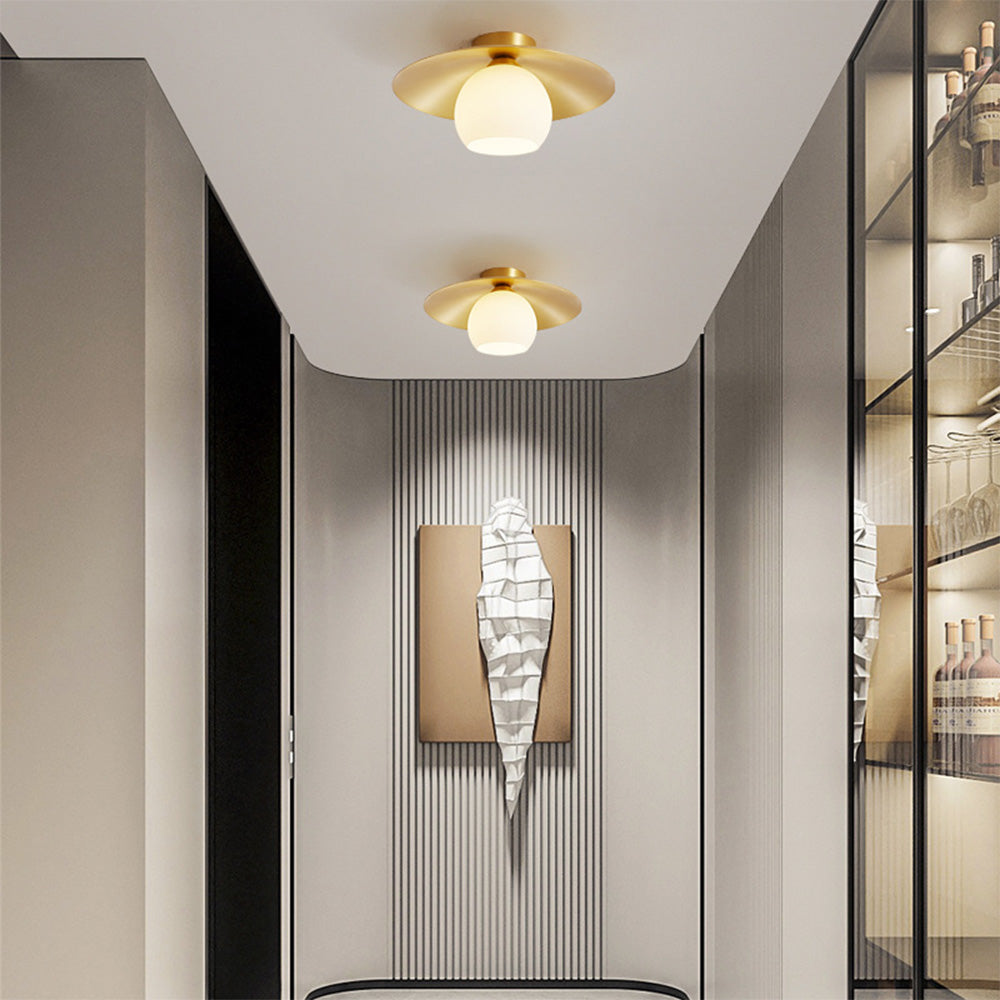 Brass Shade Gold Semi Flush | Lighting | brass/glass | 110V-120V | Premium Lighting Solution