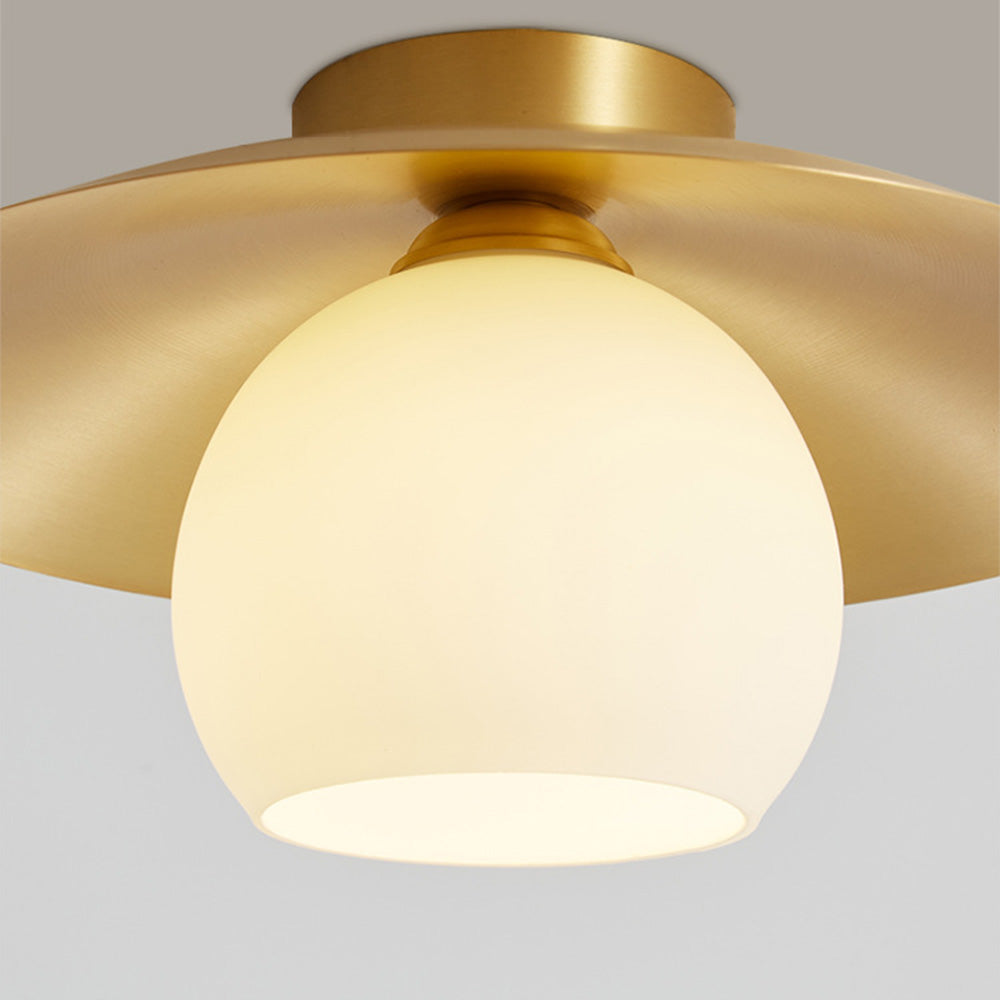 Brass Shade Gold Semi Flush | Lighting | brass/glass | 110V-120V | Premium Lighting Solution